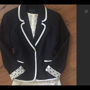 Cynthia Rowley Black and White Piped Blazer
